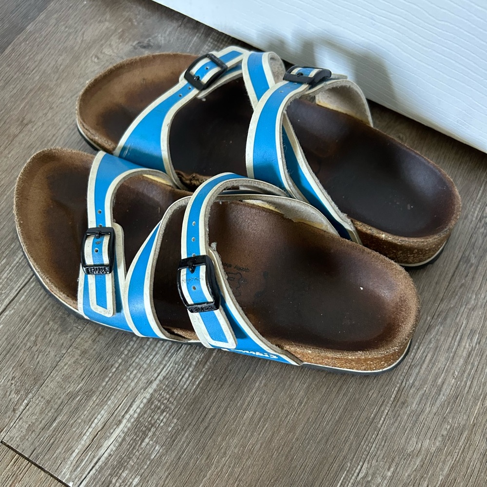 Birkenstock Blue and White Sandals